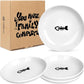 TRUVIC 4 Pack Ceramic Cat Food Bowls, 5.9 Inch Ceramic Cat Dishes Set for Indoor Cats and Small Dogs, Anti Whisker Fatigue Kitten Bowls, Wide Shallow Kitten Plates for Food and Water (Fishbone)