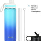 DRINCO Stainless Steel Water Bottle Spout Lid Vacuum Insulated Double Wall Water Bottle Wide Mouth (40oz 32oz 22oz 18oz 14oz) Leak Proof Keeps Cold or Hot (22 oz, 22oz Morning Sky Blue)
