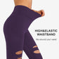 DIBAOLONG Womens High Waist Yoga Pants Cutout Ripped Tummy Control Workout Running Yoga Skinny Leggings