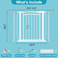 29.9-33.4 in Wide Baby Gate for Stairs Doorways, Auto Close Child Safety Gates Indoor for Dogs Pets, Pressure Mounted Metal Barrier Kids Toddler Door Walk Through, 30" Tall, White