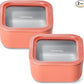 Caraway 2pc Glass Food Storage Set - 4.4 Cup Food Containers (2) - Ceramic Coated - Non Toxic, Non Stick Lunch with Lids - Dishwasher, Oven, & Microwave Safe - Perracotta