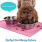 MIGHTY MONKEY 100% Waterproof Dog Food Mat, Raised Edges Silicone Pet Feeding Placemat for Cat, Dogs, Pet Bowls, High Lipped Tray Prevents Water Spills, Food on Floor, Dishwasher Safe, 18x12, Pink