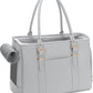 Fashion Pet Carrier Dog Purse Cat Bag Soft-Sided Carriers Travel Airline Approved, Stylish Leather Tote Handbag for Small Animal Puppy Kitten (Grey)