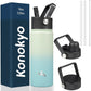 18 oz Insulated Water Bottle Stainless Steel Sport Bottles with 3 Lids,Mint