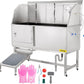 VEVOR Dog Grooming Tub, 62" L Pet Wash Station, 304 Stainless Steel Pet Grooming Tub Rated 661LBS Load Capacity, Non-Skid Dog Washing Station Comes with Ramp, Faucet, Sprayer and Drain Kit
