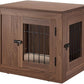 unipaws 25.5 Inch Furniture Style Dog Crate for Small Dogs, Cats, Min Pigs, Rabbit, Indoor Aesthetic Puppy Kennel, Modern Decorative Wood Wire Cage, Pretty Cute End Side Table Nightstand, Walnut