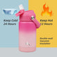 Insulated Water Bottle with Straw Lid,12 oz Stainless Steel Vacuum Metal Bottle with Silicone Handle,Cherry Blossom