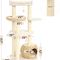 KAMABOKO Modern Cat Tree, 53" Cat Tower for Indoor Cats Natural Sisal Scratching Posts, Hand-Woven Condo & Top Perch, Cat Tree Tower for Kittens Climb Play & Rest