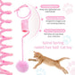 Hanging Plush Cat Toy Ball, Interactive Cat Toys for Indoor Cats with Bell, Cat Springs to Keep Them Busy/Reduce Boredom, 80 Inch-Upgraded (Blue+Pink)