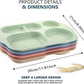 12 Inch Divided Plates4 PCS - Reusable Unbreakable Wheat Straw Plates, Dinnerware Lunch Tray Plates Tableware for Kitchen, Picky Eaters, Campers and Portion Control (Blush)
