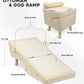 Dog Stairs for Small Dogs and Cats – 2-in-1 Dog Ramp for Bed and Couch, 16.5'' Foldable Wooden Pet Steps, Sturdy Multi-Use Split Ottoman Design, Beige
