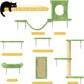 NUNU LAB Wall Mounted Cat Furniture, 6 Pcs Cat Wall Shelves with Condo House, Bridge, Steps, Scratcher, Hammock, Indoor Safe & Stable Furniture for Kittens Play, Green