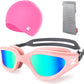 ZIONOR G1 Lite Swim Goggles with Swim Cap Comfortable Anti-fog Swimming Goggles Cap Set for Adult Men Women