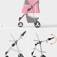 Pet Stroller with 3 Wheels for Small/Medium Pets, Portable Travel Foldable Carrier Jogger for Dog Cat Puppy Kitty, Rear Wheel Breaks, Storage Basket, Visible Mesh with Weather Cover (Pink)