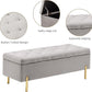 Velvet Storage Bench Ottoman with Soft Close Lid, End of Bed Bench Upholstered Fabric Storage Ottoman Bench for Bedroom Entryway Living Room, Grey
