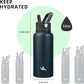 32 oz Insulated Water Bottle Stainless Steel Sport Bottles with 3 Lids,Navy Blue