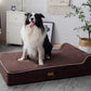 KOPEKS Orthopedic Memory Foam Dog Bed 7" Inch Thick Extra Large Dog Bed With Pillow Brown 50"x34"x10" Includes Waterproof Liner & Durable Removable Cover With Smart Design