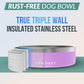 Coldest Dog Bowl - Anti Rust Metal, Non Slip, 3 Layers Insulated Stainless Steel Dog Bowls - Spill Proof & Heavy Duty - Water Bowl for Dogs, Cats, Dish Washer Safe (42 oz, Saturns Purple Glitter)