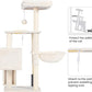 Heybly Cat Tree with Cat Self Groomer Brush, Cat Tower Condo for Indoor Cats with Padded Plush Perch, Cat House with Basket Scratching Board Post, Beige HCT005SM