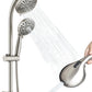 High Pressure Handheld/Rain 82-mode 3-way Shower Head Combo with 25.75" Adjustable Drill-free Stainless Steel Slide Bar, Pet & Tub Power Wash and Anti-clog Nozzles, with 5ft Hose - Brush Nickel