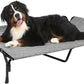 Veehoo Cooling Elevated Dog Bed, Guardrail Raised Pet Cot, Indoor & Outdoor XXL Pet Bed with Washable & Breathable Teslin Mesh, Non-Slip Feet, Dog Couch Bed, 62.5" x 37", Black Silver