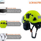 LOHASPRO Arborist Forestry Helmet Safety Hard Hat with Visor and Ear Muffs for Tree Service Logging Cutting Wood Chainsaw Helmet Garden Work Trimming Mowing(P91 Lime+Clear Visor+Earmuff)