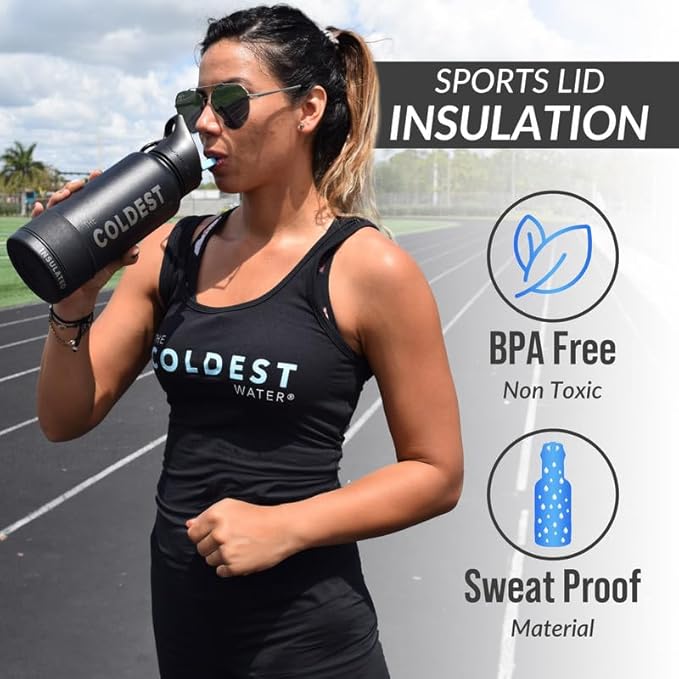 Coldest Insulated Water Bottle with Straw Lid - Stainless Steel Metal Insulated Bottle for Men & Women (Golden Rose Glitter, 24 oz)