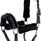 Equinavia Valkyrie Soft Ultra Fleece Padded Adjustable Breakaway Horse Halter - Black/Black - Warmblood