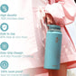 Coolflask Water Bottle 40 oz with Strap, Insulated Metal Water Flask with Straw & Spout Lids, Stainless Steel Double Wall Vacuum, Keep Cold 48h Hot 24h, Leak Proof & Non-BPA, Agate Green