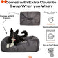 FUZI Luxury Aesthetic Dog Bed with Extra Cover for Large Dogs, Washable Pet Couch, Pet Bed with Sides, Non-Slip Bottom, Soft and Durable Calming Dog Bed, Faux Rabbit Fur, Large 35.6x28.5x9.5 Dark Grey