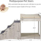 unipaws Pet Bunk Bed with Removable Step for Dogs and Cats, Multi-Level Bed Window Perch Seat Platform with Cushion and Cat Scratch Pad, Indoor Use