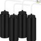 Domensi 4 Pack 1 Liter Sports Water Bottle W/long Straw Hockey Lacrosse Water Bottle with Straw Bpa Free Squeeze Plastic Use Sport Helmet in Football Baseball Gym(Black,Classic)