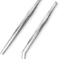 2 Pcs 15 Inch Tweezers, Heavy Duty Reptile Feeding Tongs, Aquarium Tongs, Reptile Tweezers Feeding, Reptile Tongs, Straight and Curved Long Tweezers for Aquarium and Terrarium