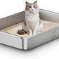 Extra Large Stainless Steel Cat Litter Box, 27.5" L×19.6" W×3.9" H, XXL Metal Kitty Litter Pan with High Sides, Odor-Free, Non-Stick, Easy to Clean, Ideal for Big Cats & Multi-Cat
