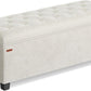 SONGMICS Velvet Storage Ottoman Bench, Foot Rest with Legs, 15.7 x 43 x 15.7 Inches, End of Bed Bench, Storage Chest, Load up to 660 lb, for Living Room, Bedroom, Entryway, Cream White ULSF089W01