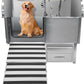 Professional Dog Grooming Tub, 50" Stainless Steel Dog Wash Station with Foldable Ramp, Storage Drawer, Floor Grate & Faucet/Dog Bathtub for Large, Medium & Small Pets - Left Door (50")
