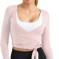 Women Tie Front Shrug Long Sleeve Bolero Cardigan Lightweight Casual Tops