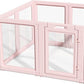 DIY Clear Acrylic Dog Playpen House,Quick Easy Assembly and Disassembly,Strong Floor Suction,Indoor and Outdoor Use,Easy Cleansing Puppy Fence (Skin Pink, 30.3" H, 8PCS)
