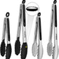 4 Pack Tongs For Cooking, Heat Resistant 600 Degrees 9",12" Stainless Steel Locking Metal Tong & 9",12" Kitchen Tongs with Silicone Tips, Non-Slip Food Silicone Tong, Heavy Duty, Non-Stick