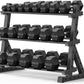 PAPABABE Hex Dumbbell Set with Rack, Rubber Encased Free Weight with Weight Storage Racks, Multiple Weight Options for Home Gym and Fitness