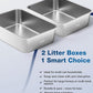 2 Packs Stainless Steel Cat Litter Box, 17.5" L×13.6" W×5.9" H, Metal Kitty Litter Box with High Sided for Small Cats, Non-Stick, Easy to Clean, Odor-Free