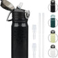 Insulated Water Bottle with Straw and Carry Loop,18 oz Stainless Steel Double Wall Vaccum Metal Water Flask with Leak-proof Lid,Black Leopard