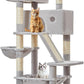 Taoqimiao Cat Tree 57.5-Inch, Cat Tower for Indoor Cats Large Adult, Extra Large Cat Condo, 8 Sisal Scratching Posts, Metal Frame Cozy Hammock, Durable Scratch Board, 2 Top Perches, Light Gray MS026W