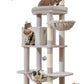Taoqimiao MS042W Cat Tree,66-inch Large Cat Tower with Scratching Posts, Luxurious Large Platform for Big Cats with Soft Hammock, Adjustable Basket, Deluxe Cat Cando, Top Perch Light Gray