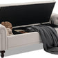 58.1'' Storage Bench Upholstered Linen End of Bedroom Bed Bench Ottoman with Tufted Cushioned Rolled Arm Large Storage Space for Reading Living Room Entryway, Beige