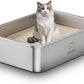 Extra Large Stainless Steel Cat Litter Box, 27.5" L×19.6" W×7.8" H, XXL Metal Kitty Litter Pan with High Sides, Odor-Free, Non-Stick, Easy to Clean, Ideal for Big Cats & Multi-Cat