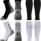 2 Set Anti-Slip Grip Soccer Socks with Shin Guard Sleeves, Sports Athletic Socks for Men Women