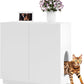 Large/Tall Litter Box Enclosure, Modern Wooden Litter Box Furniture for XL Litterbox with Hidden Storage as Sideboard Cabinet (White)