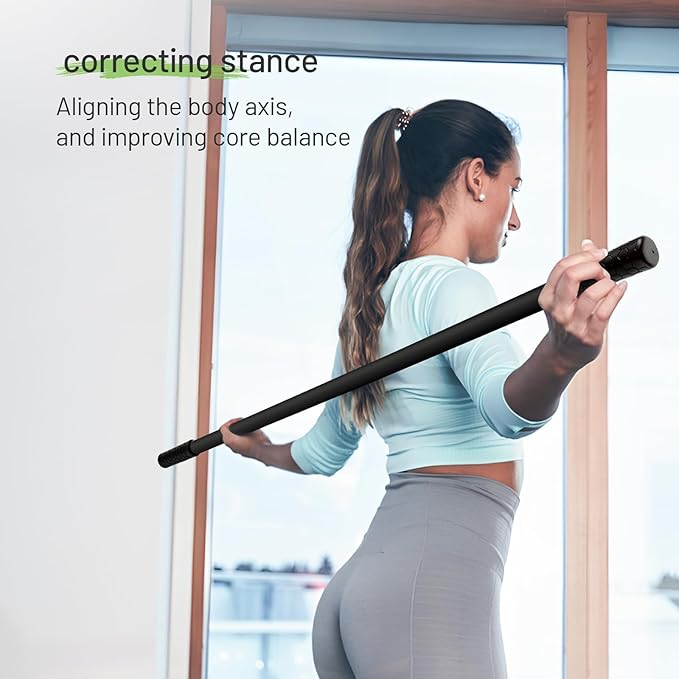 Slim Panda Yoga Stick, 5ft Natural Bamboo Stick with Rubber Ends, Exercise Stretching Stick for Yoga, Stretching, Balance and Correcting Posture, Rehabilitation Physical Therapy Aids