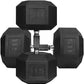 WF Athletic Supply Rubber Encased Hex Dumbbells with Rubber Grip Contoured Handle for Muscle Toning, Strength Building & Full Body Workout